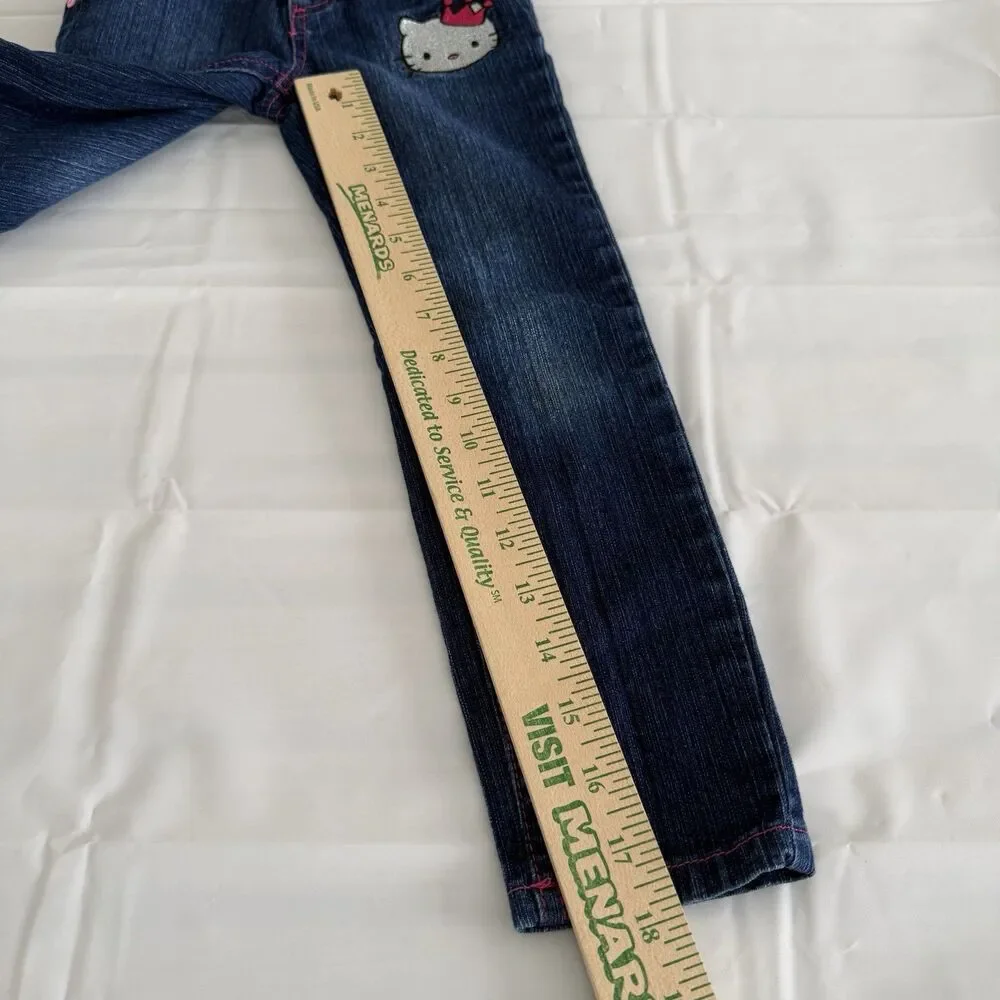 Macy's Hello Kitty Jeans Girls Size 5 Adjustable Waist Straight Leg Embroidered